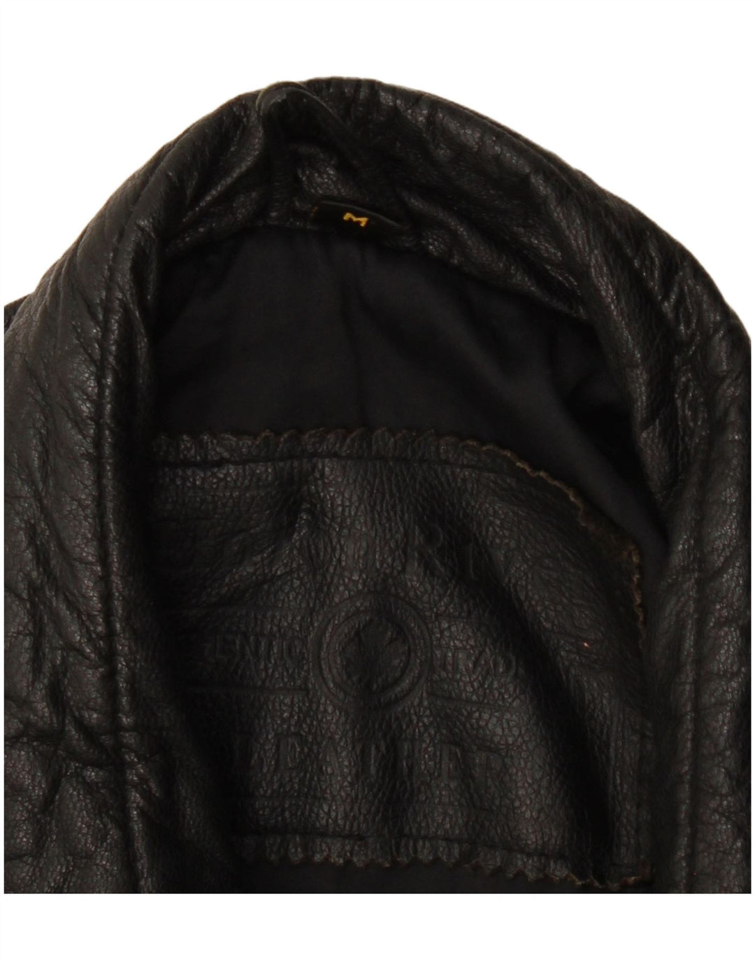 Casaco de couro masculino vintage UK 38 couro preto médio