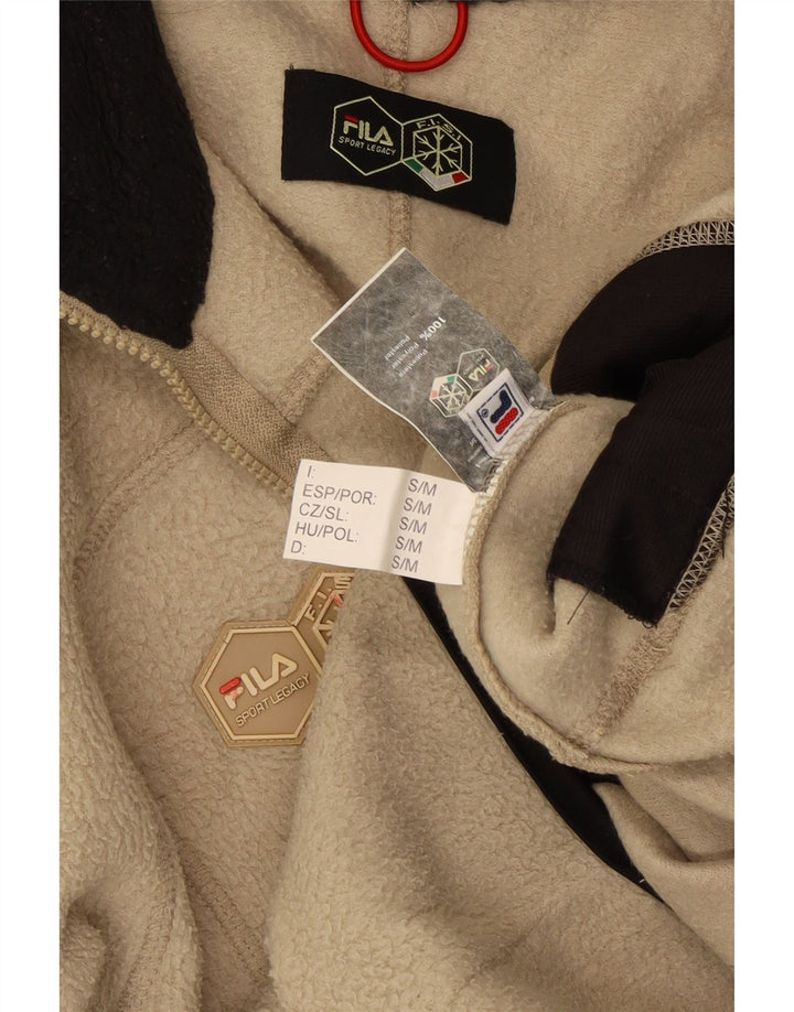 Jaqueta masculina Fila Fleece UK 36 poliéster colorblock bege pequeno