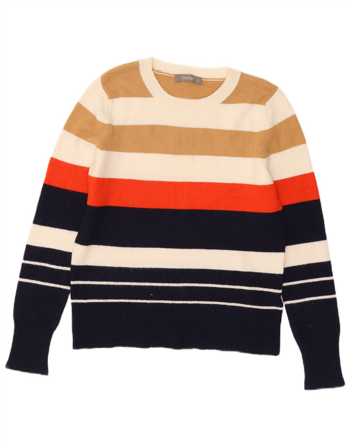 Suéter feminino Oasis com gola redonda e listrado médio multicolorido Reino Unido 12