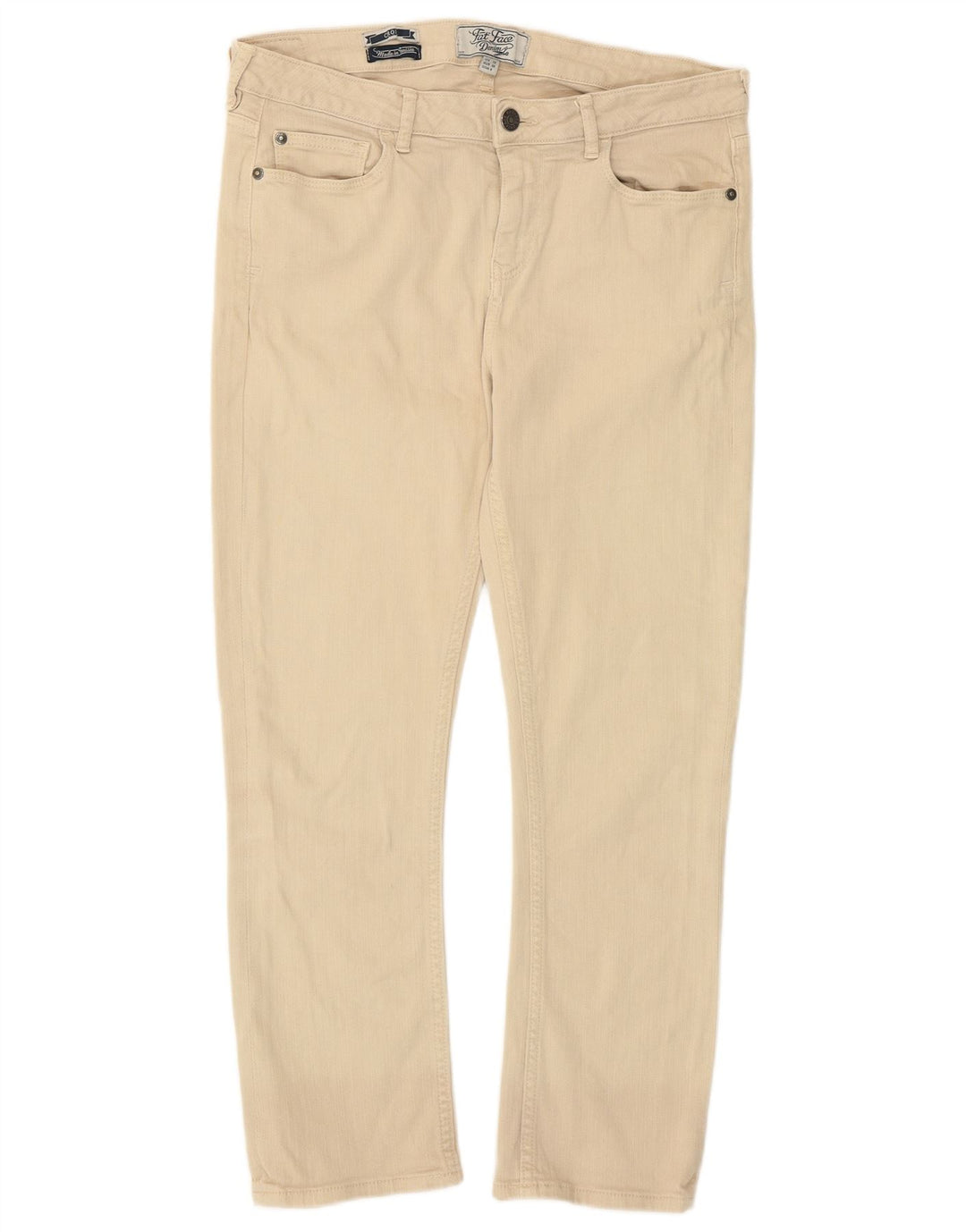 Calça jeans feminina Fat Face UK 10 pequena W29 L24 algodão bege