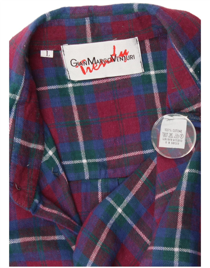 Camisa masculina de flanela Gian Marco Venturi grande algodão xadrez cor de vinho