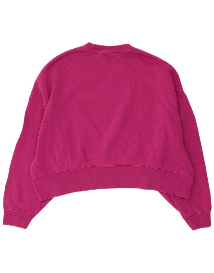 NIKE Womens Crop Oversized Sweatshirt Jumper UK 14 Médio Rosa Algodão