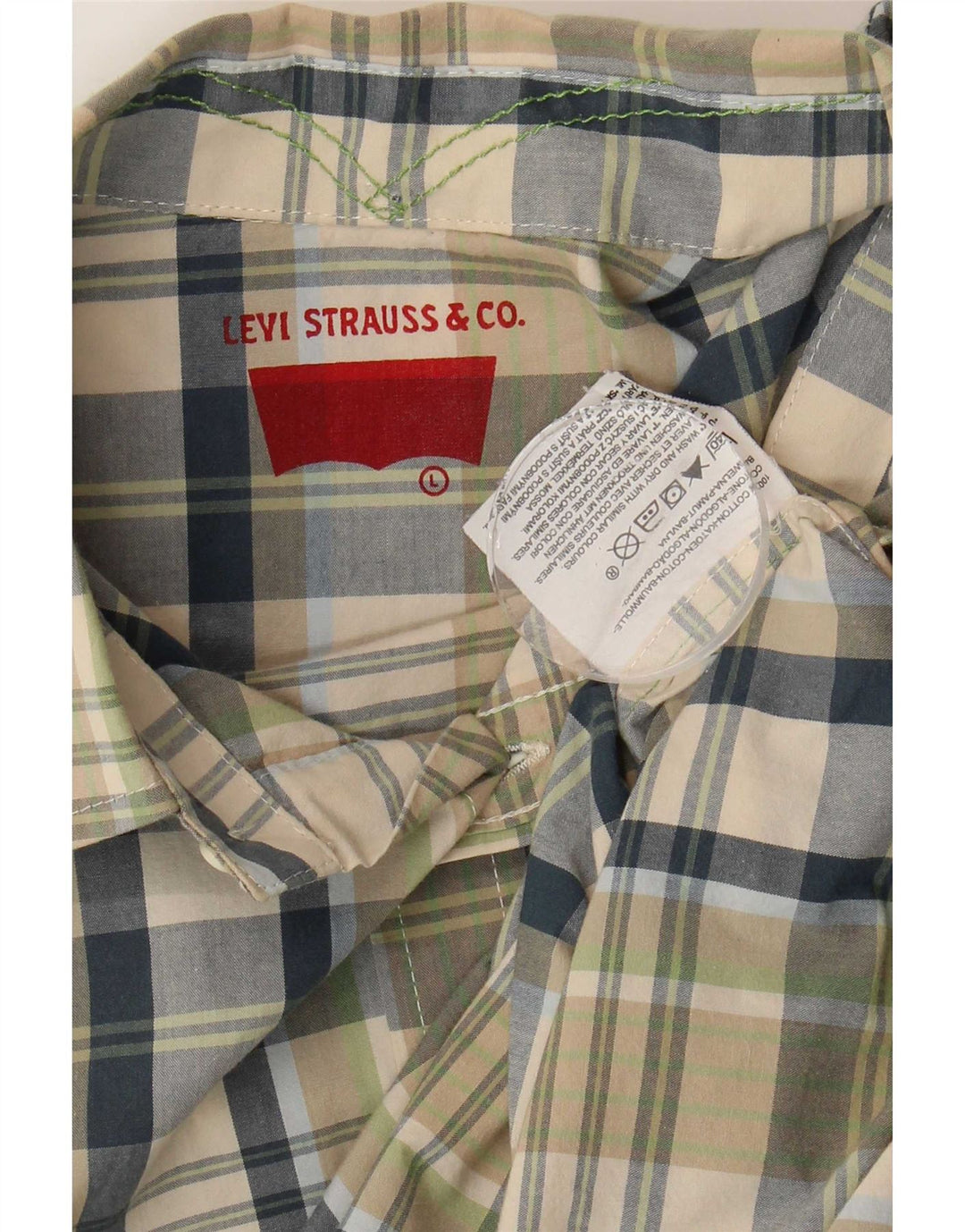 Camisa masculina de manga curta Levi's grande algodão xadrez verde