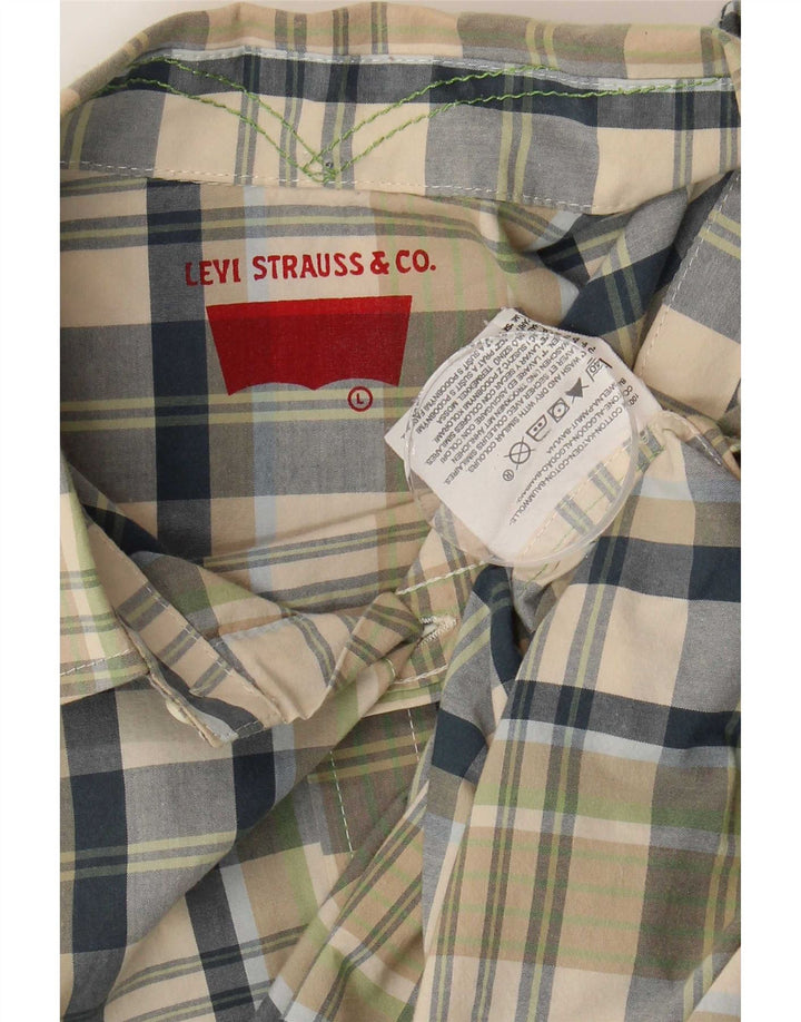 Camisa masculina de manga curta Levi's grande algodão xadrez verde