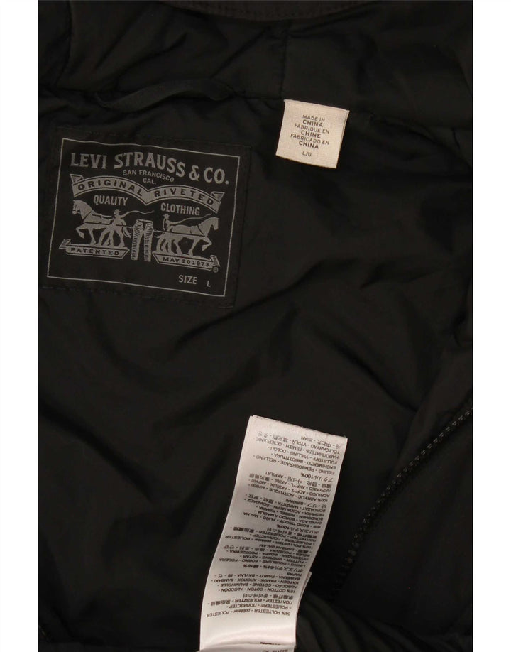 Jaqueta masculina acolchoada com capuz Levi's UK 40 grande poliéster preto