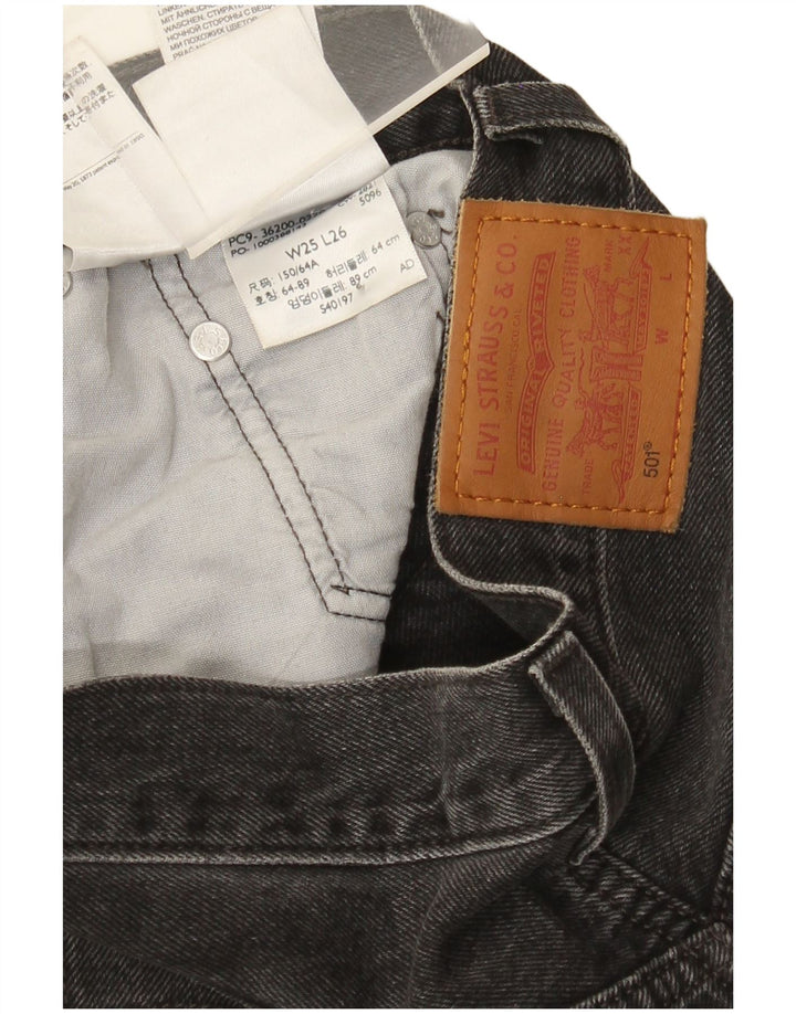Calça jeans feminina Levi's 501 Straight W25 L26 algodão cinza