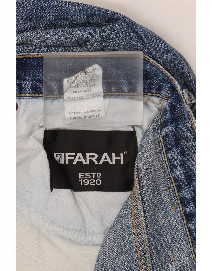 Calça jeans reta masculina Farah W38 L32 algodão azul