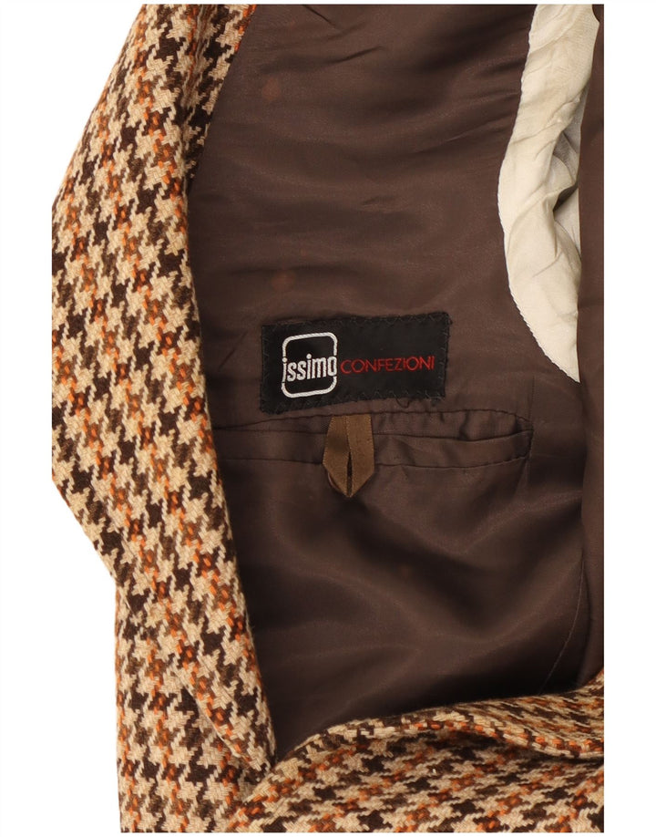 Jaqueta blazer masculina Issimo com 2 botões Reino Unido 38 médio marrom houndstooth