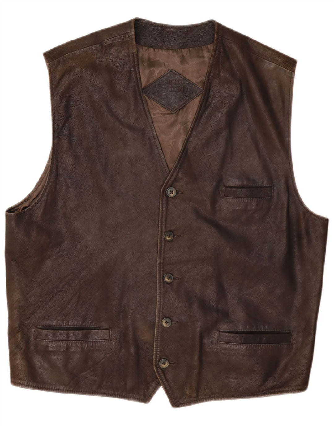 Colete de couro masculino Austin Reed grande marrom