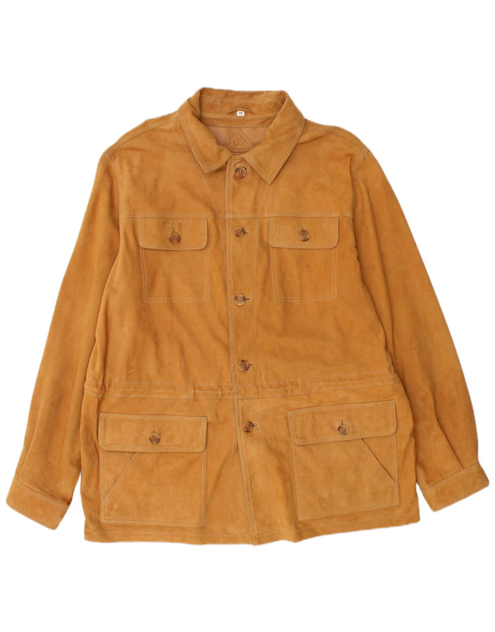 Jaqueta masculina de camurça WALBUSCH Reino Unido 42 XL couro marrom