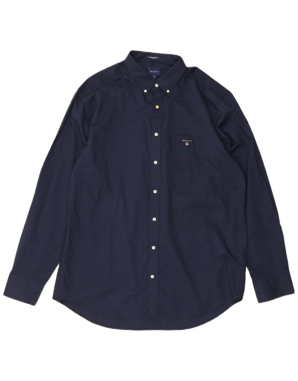 Camisa masculina Gant Regular Fit 2XL azul marinho algodão clássico