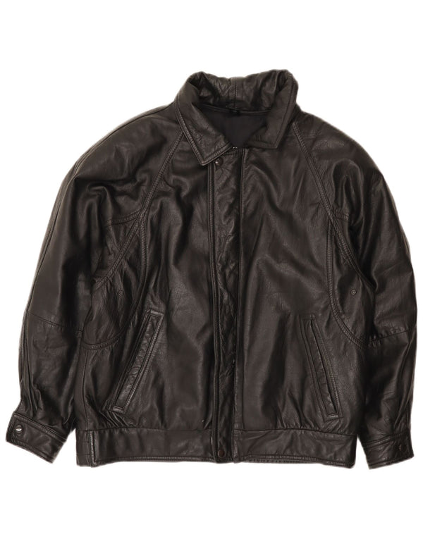 Jaqueta de couro masculina vintage IT 48 média preta