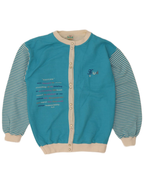 Suéter cardigã feminino vintage com estampa oversized Reino Unido 10 listrado azul pequeno
