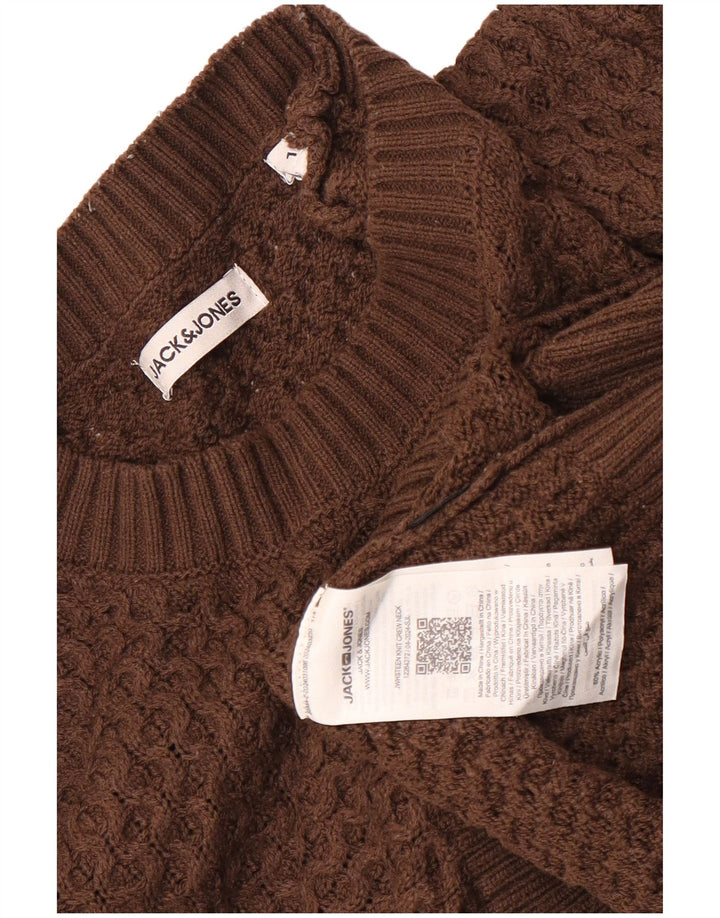 Suéter masculino Jack & Jones com gola redonda grande acrílico marrom