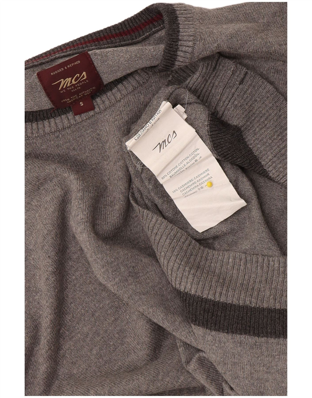 Suéter masculino Marlboro Classics com gola redonda e algodão manchado cinza pequeno