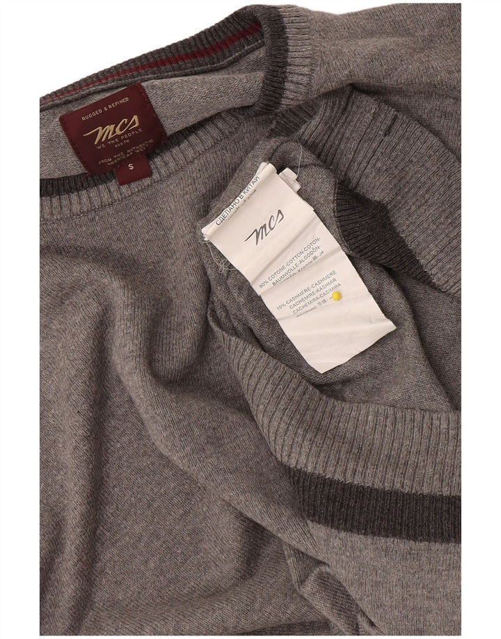 Suéter masculino Marlboro Classics com gola redonda e algodão manchado cinza pequeno