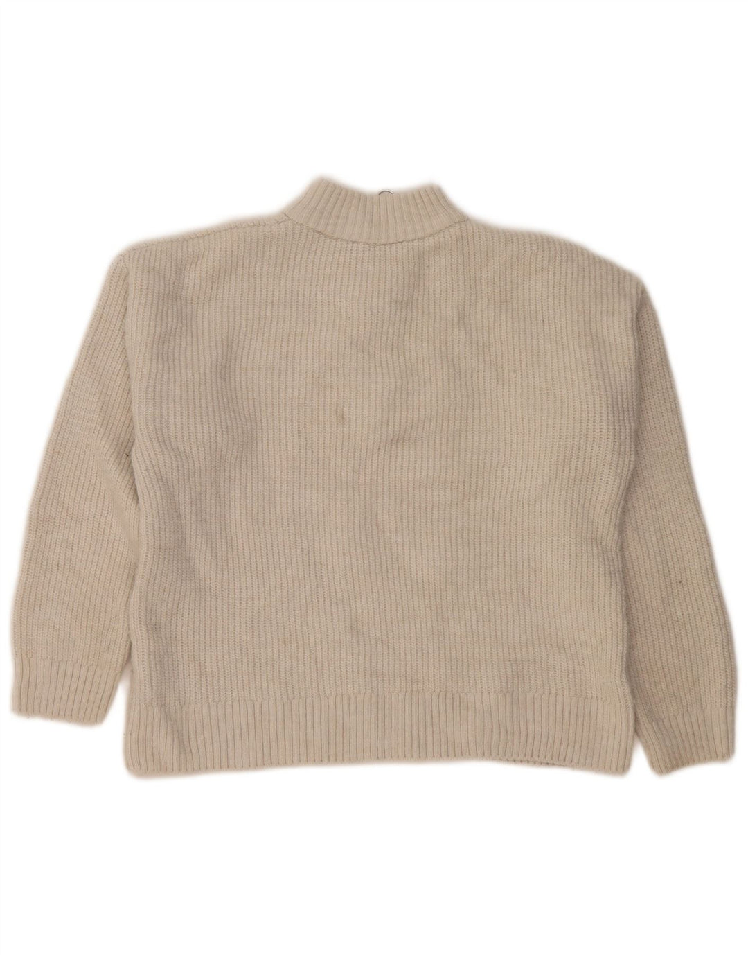Suéter feminino Marks & Spencer com zíper e gola redonda Reino Unido 14 grande off white