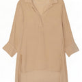 Vestido camisa oversized de manga comprida feminino Zara Reino Unido 10 pequeno poliéster bege