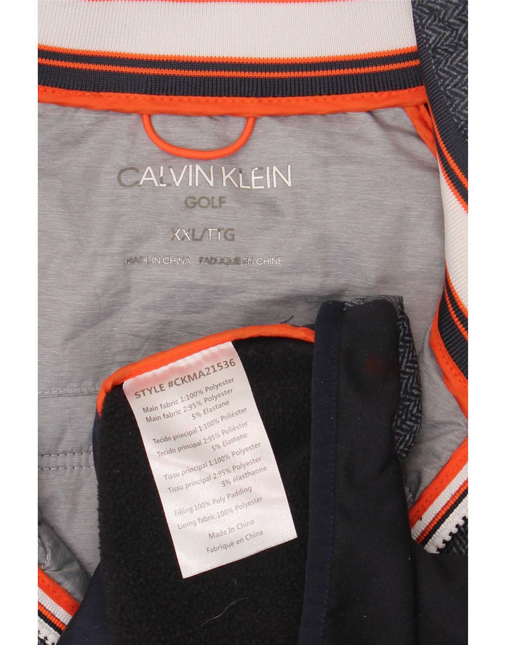 Calvin Klein Mens Golf Treino Top Jaqueta 2XL Azul Marinho Espinha de Peixe