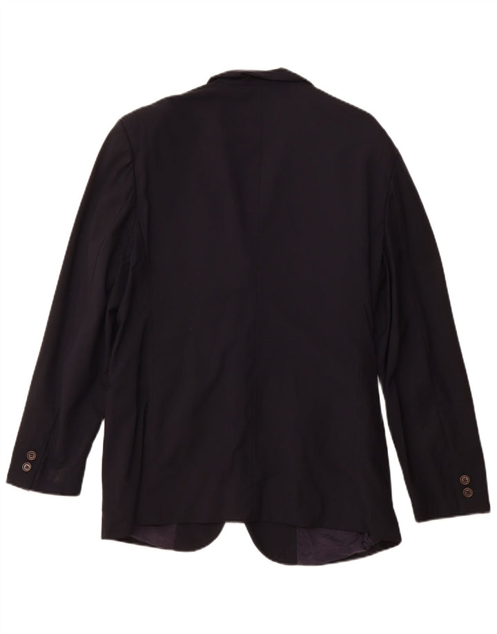 Jaqueta blazer feminina VINTAGE com 3 botões IT 46 grande lã azul marinho
