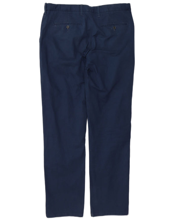 Calça chino masculina Marks & Spencer de ajuste regular W34 L33 algodão azul marinho
