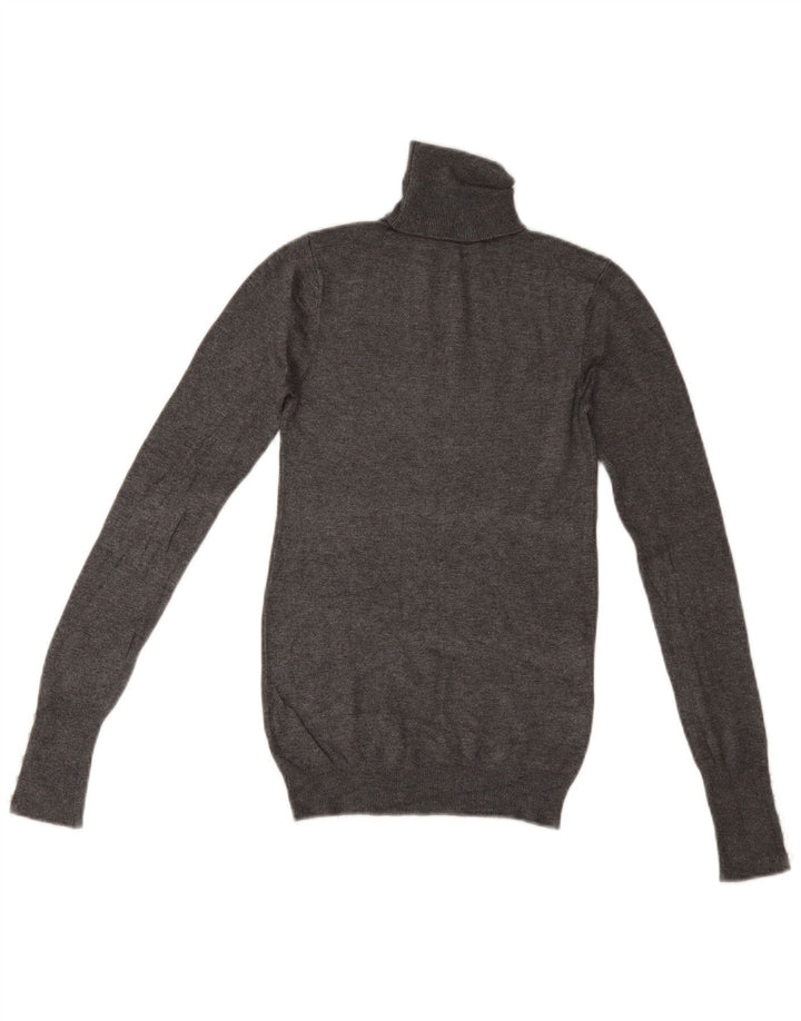 Zara Suéter feminino com gola redonda e gola redonda, Reino Unido 12, cinza médio