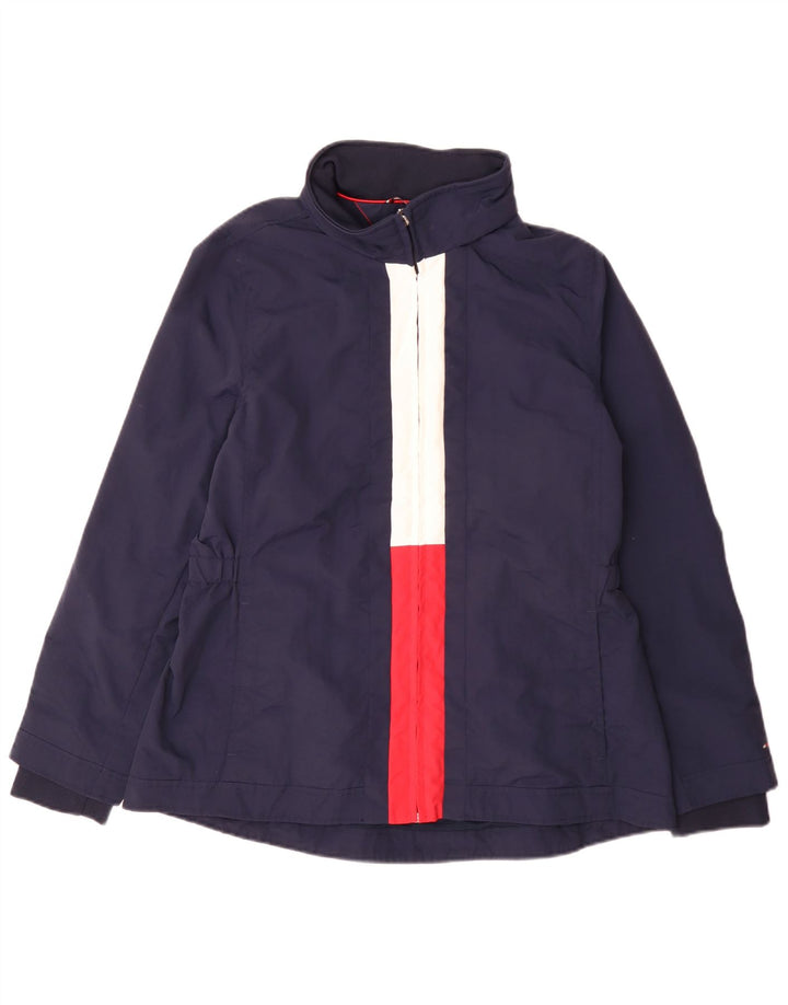 Jaqueta de chuva feminina Tommy Hilfiger UK 14 grande azul marinho colorblock nylon