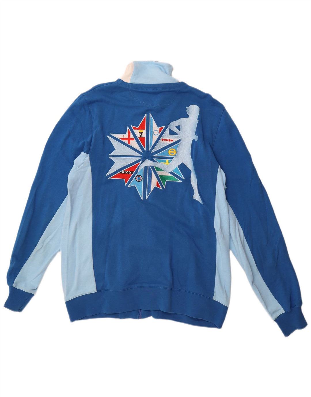 Reebok Mens Graphic Tracksuit Top Jacket Grande Azul Colorblock Algodão