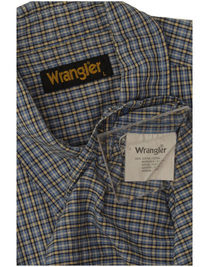 Wrangler Camisa masculina de manga curta grande algodão xadrez azul