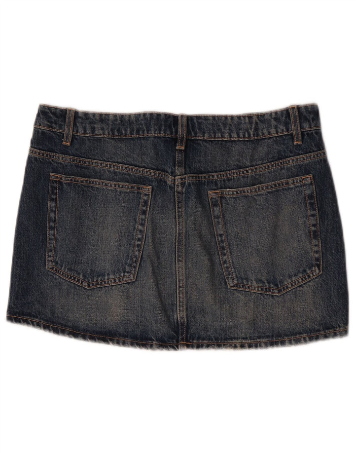 Mini saia jeans feminina Zara grande W30 algodão azul marinho