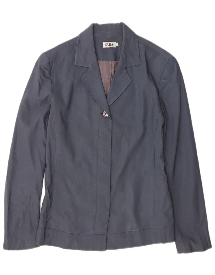Jaqueta blazer feminina Zara com 1 botão Reino Unido 10 pequeno azul