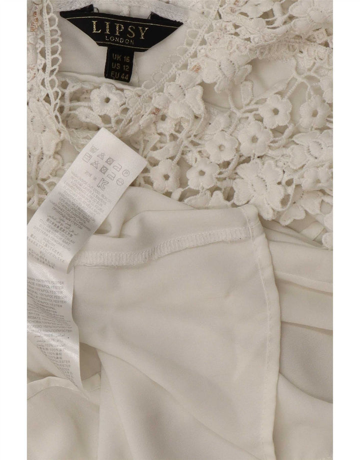 Blusa feminina Lipsy UK 16 grande poliéster branco