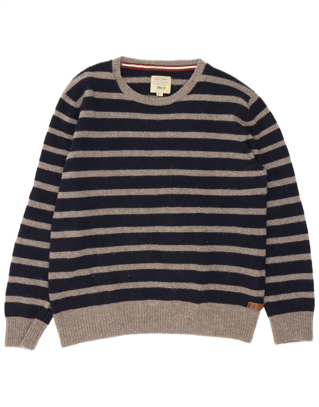 Marlboro Classics Suéter masculino com gola canoa grande listrado azul marinho