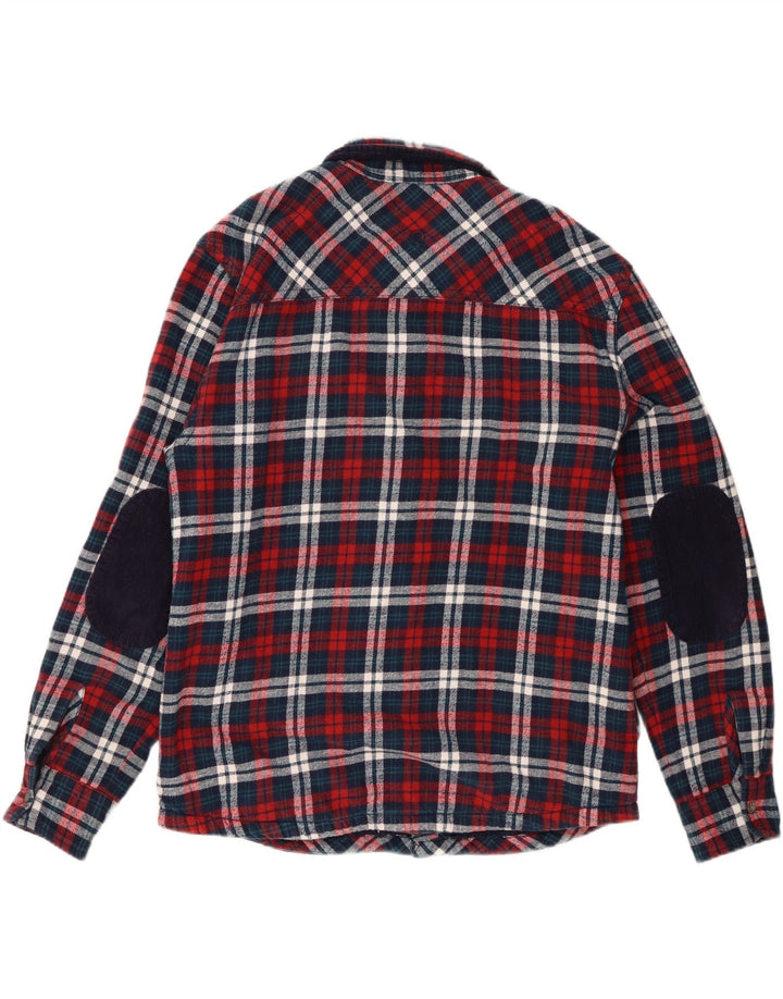 Camisa masculina de flanela de lenhador Fat Face grande algodão xadrez azul marinho