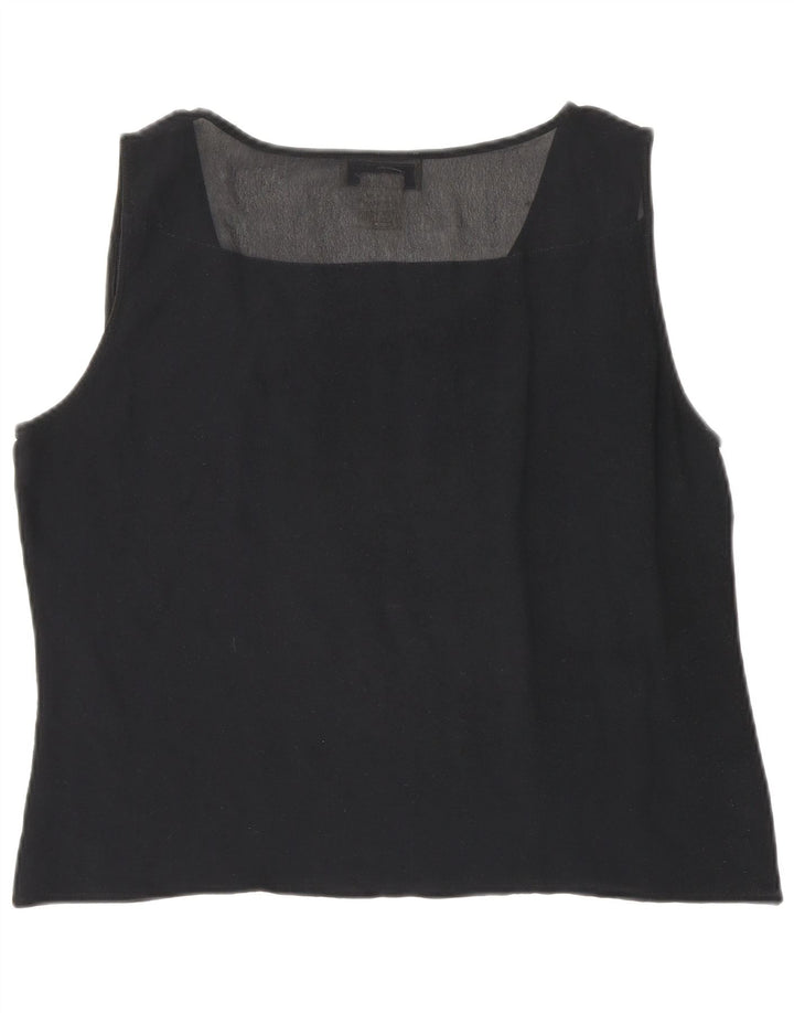 Blusa feminina Genny cropped sem mangas Reino Unido 12 seda preta média