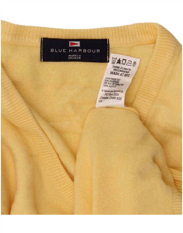 Suéter masculino MARKS & SPENCER Blue Harbor com decote em V amarelo médio