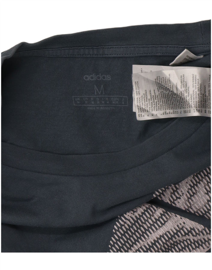 Adidas Mens Graphic T-Shirt Top Médio Algodão Azul