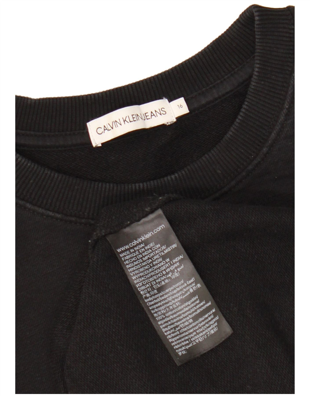 CALVIN KLEIN Meninos moletom gráfico jumper 15-16 anos algodão preto