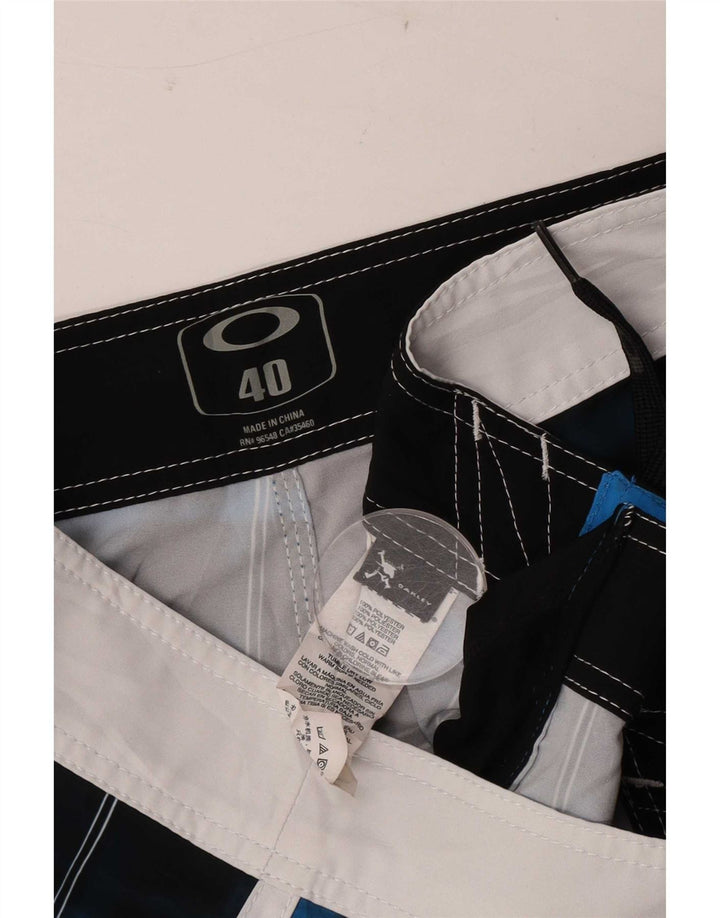 Calções de banho masculinos Oakley XL azul marinho xadrez poliéster