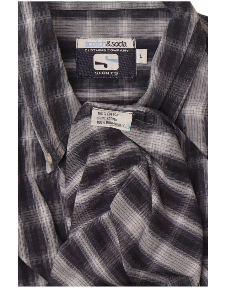 Camisa masculina SCOTCH & SODA grande xadrez azul marinho de algodão clássico