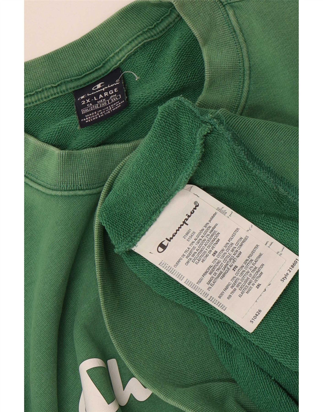 Champion moletom gráfico masculino jumper 2XL algodão verde