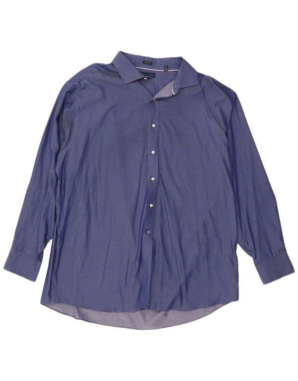 Camisa masculina Tommy Hilfiger Regular Fit tamanho 18 2XL algodão azul