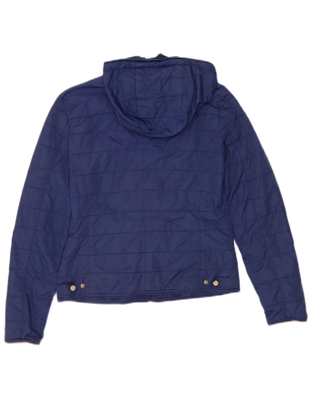 Jaqueta feminina acolchoada com capuz Massimo Dutti EU 36 nylon azul pequeno