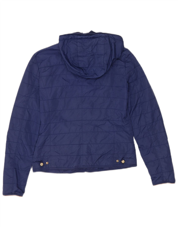 Jaqueta feminina acolchoada com capuz Massimo Dutti EU 36 nylon azul pequeno