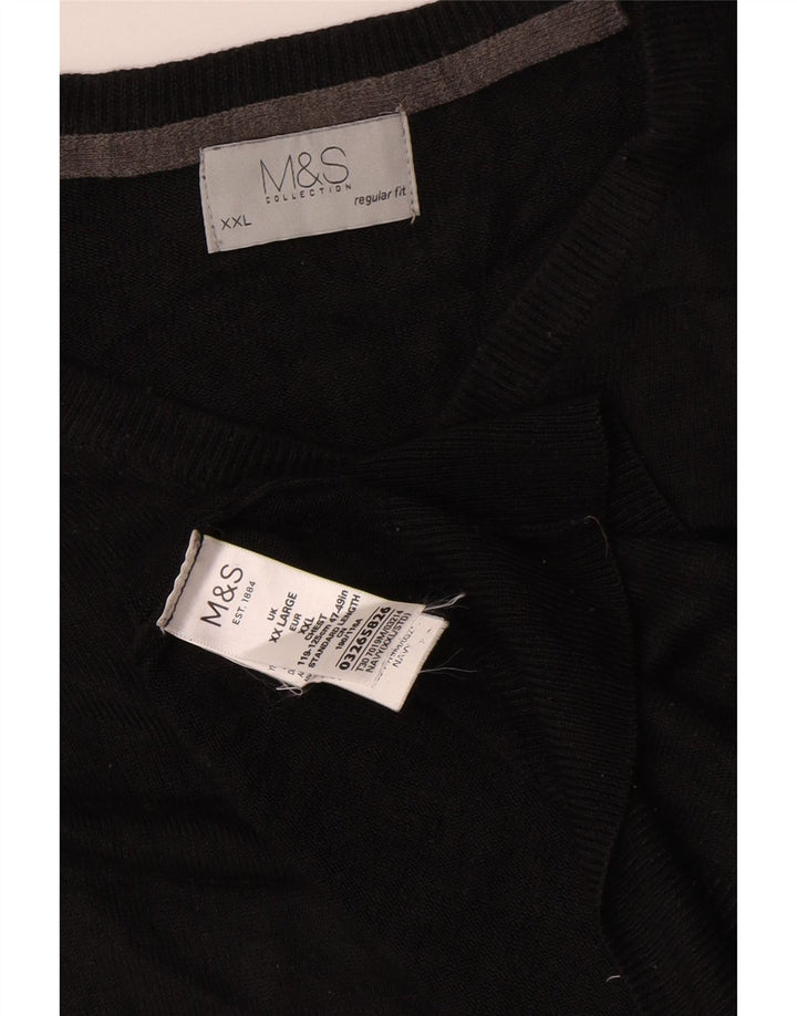 Suéter masculino Marks & Spencer com ajuste regular e decote em V 2XL acrílico preto