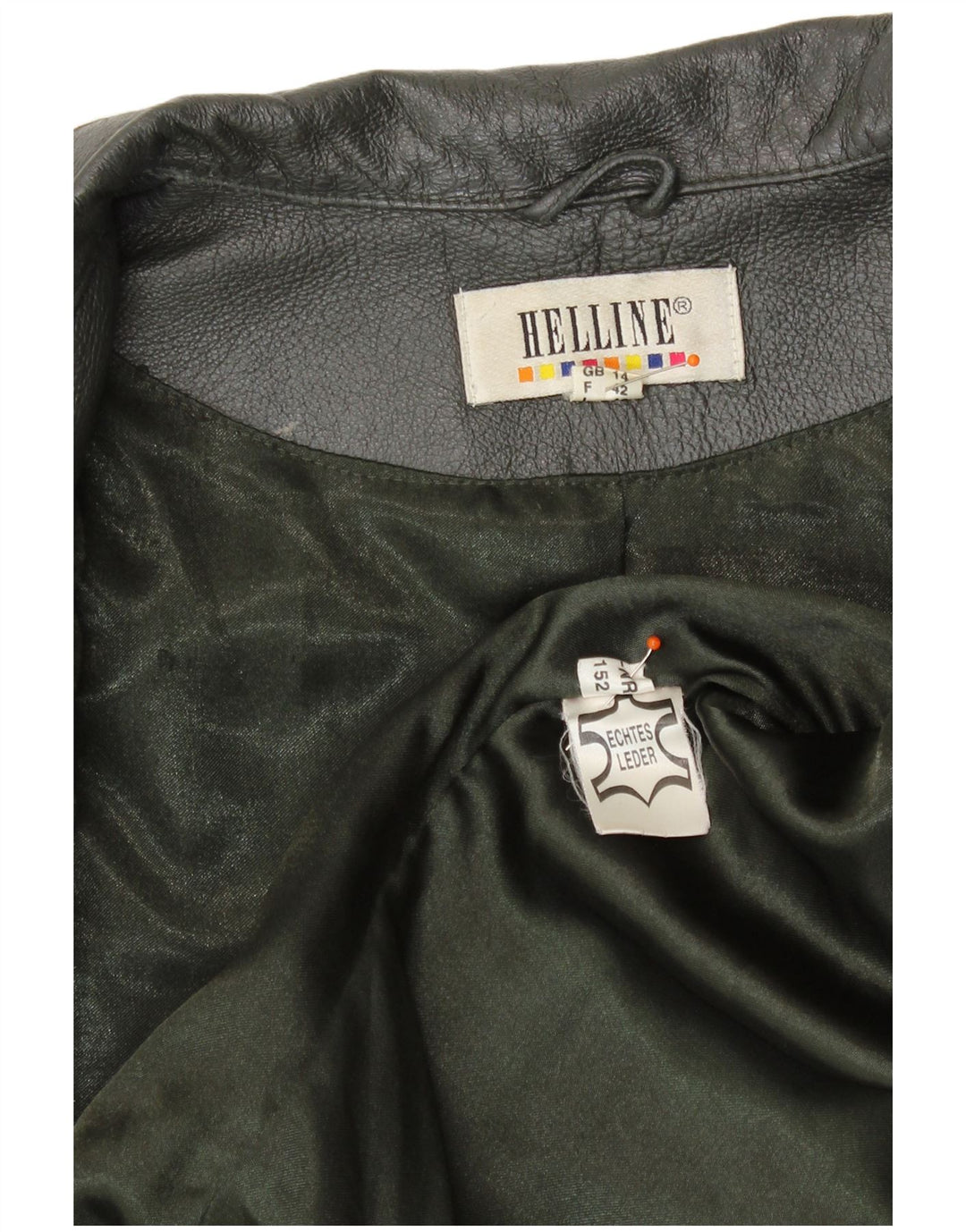 Jaqueta de couro feminina HELLINE UK 14 couro verde médio