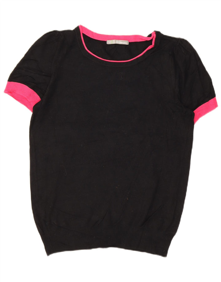Suéter feminino Marks & Spencer com gola canoa Reino Unido 12 médio preto