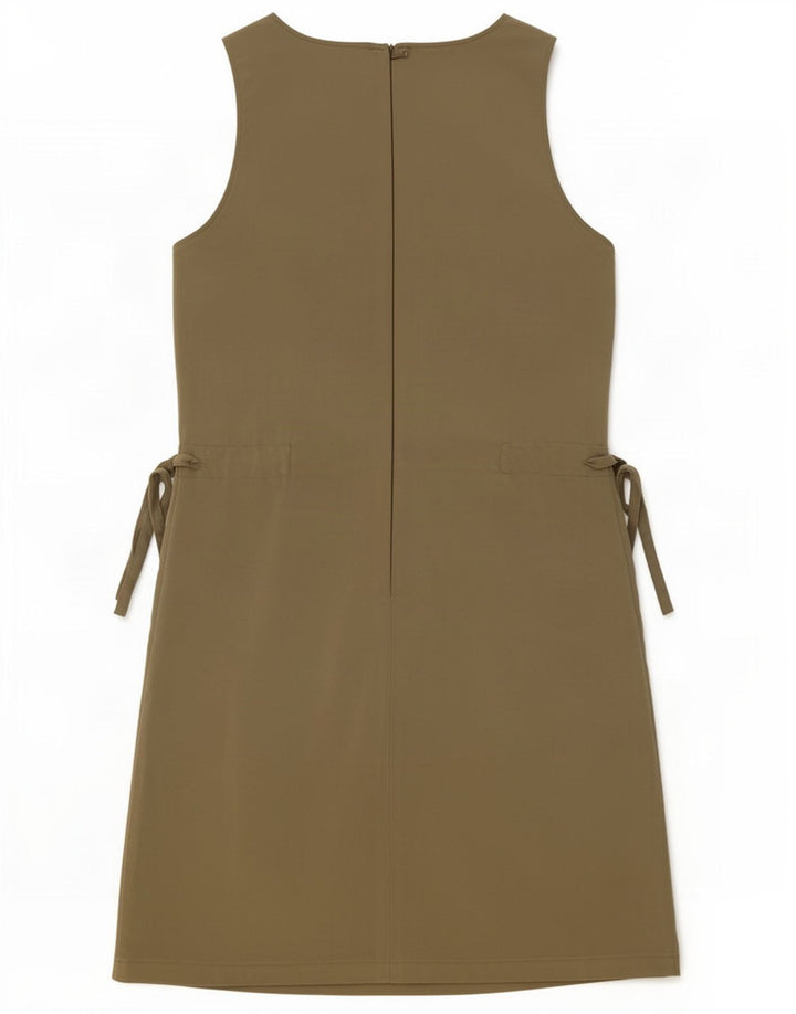 Vestido feminino Trussardi com bainha sem mangas IT 42 poliéster cáqui médio