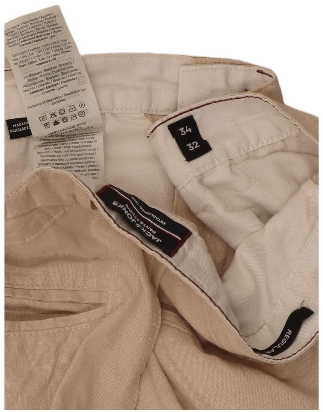 Jack & Jones Masculino Straight Regular W34 L32 Algodão Bege