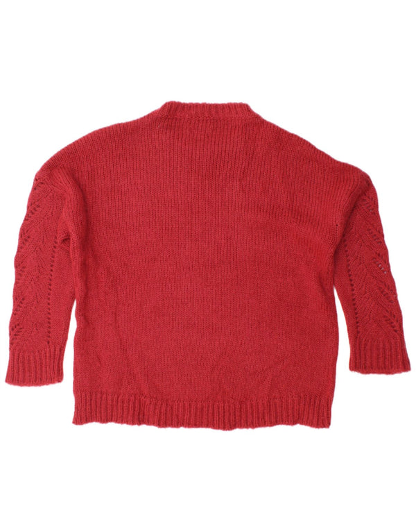 Suéter feminino Massimo Dutti com gola redonda grande Reino Unido 6 XS acrílico vermelho
